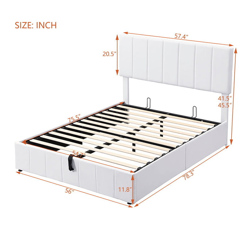 Elegant Upholstered Platform Bed With Hydraulic Storage System