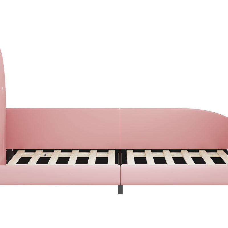 Upholstered Rabbit-Shape Princess Bed With Headboard And Footboard
