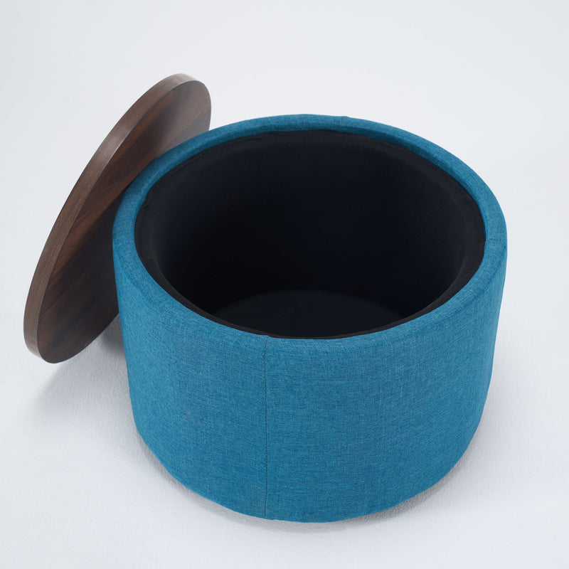 Nesting Ottomans, Round Coffee Table & Bench With Tray (Set of 2)