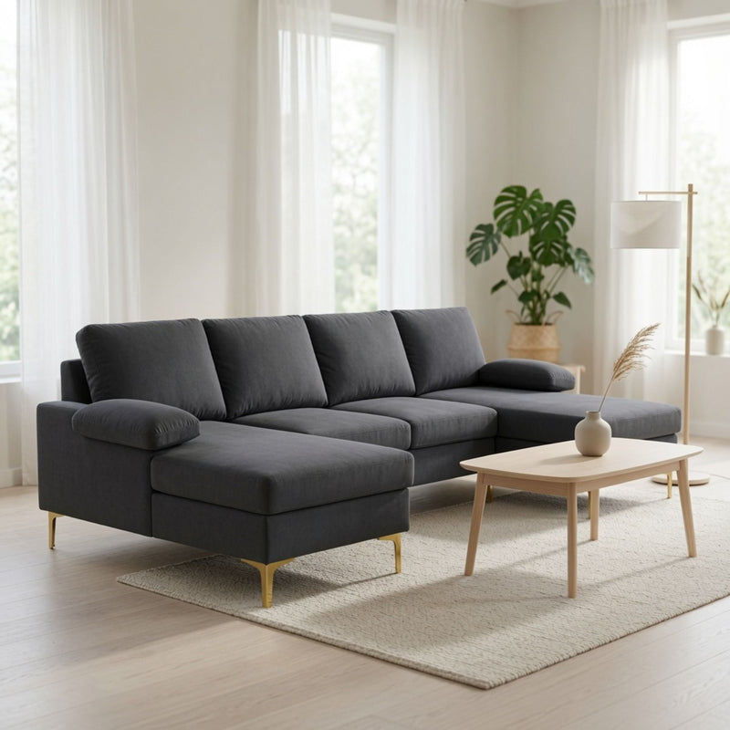 U - Shaped Sectional Sofa With Double Chaise