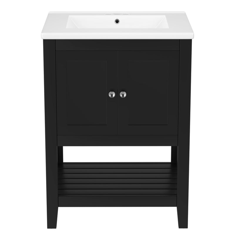 Modern Bathroom Vanity With Sink And Open Shelf