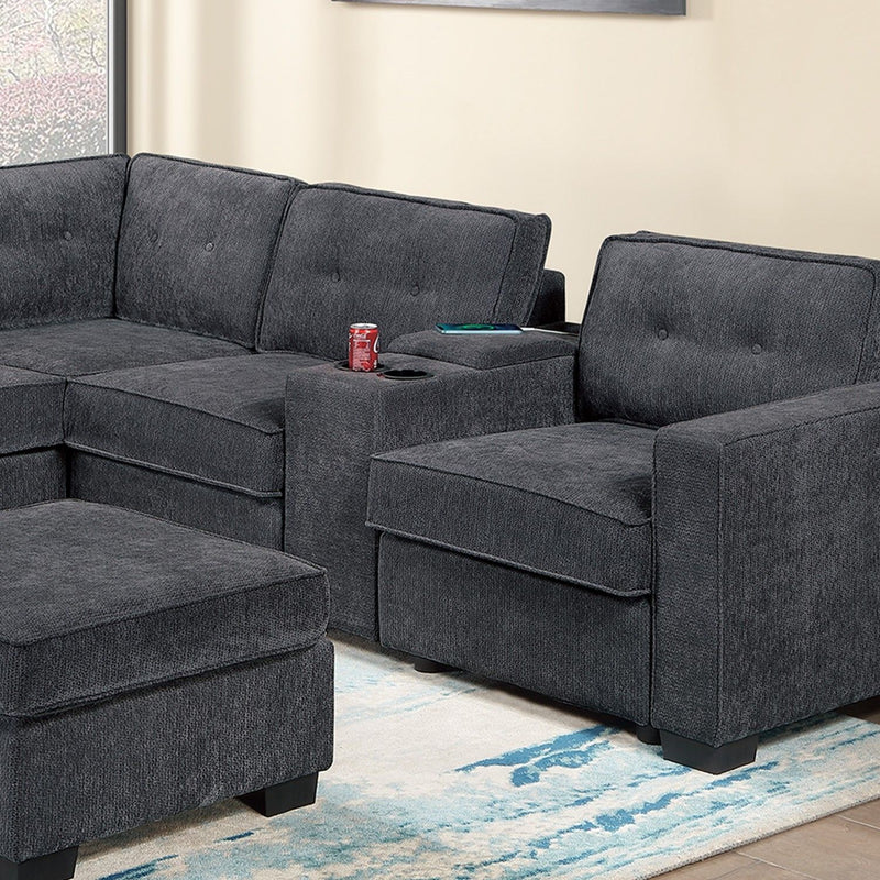Sectional Set With Reversible Loveseat, USB Console, Corner Wedge & Ottoman