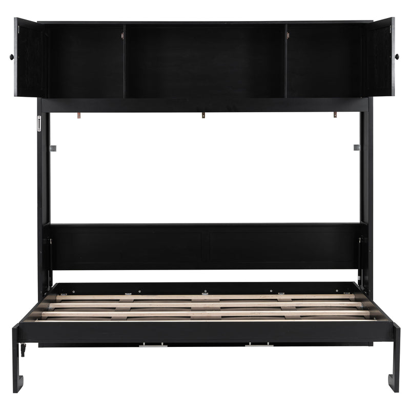 Rustic Casual Murphy Bed With Storage Cabinets