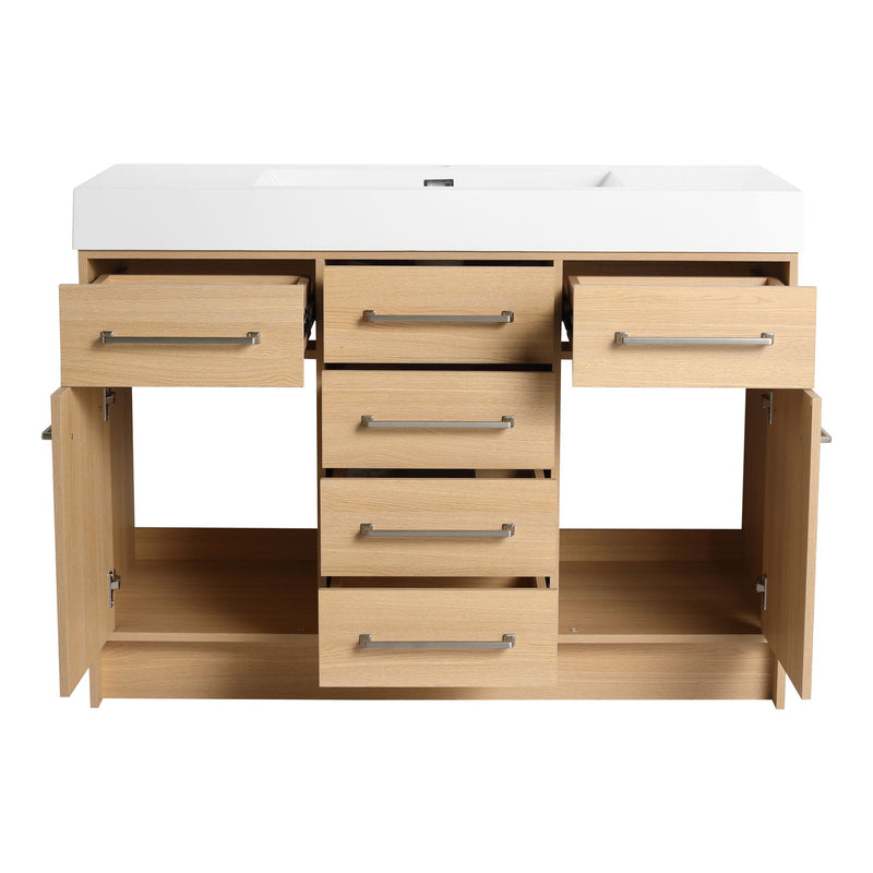 Freestanding Bathroom Vanity With Resin Sink, Soft-Closing Doors And Drawers