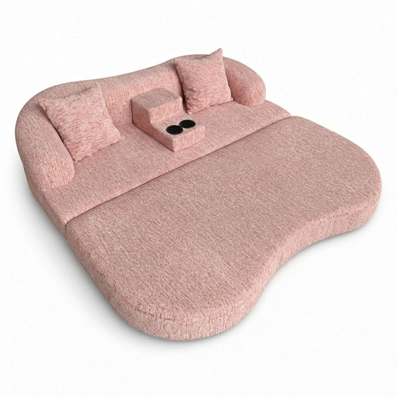 2 In 1 Convertible Sleeper Sofa Bed With Cup Holders