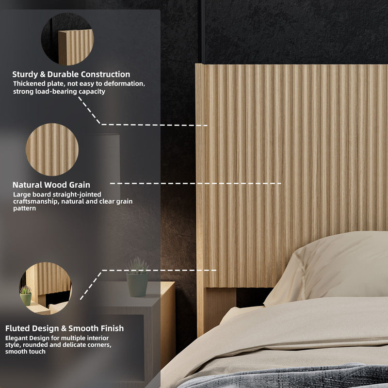 Modern Wide Wall Mounted Fluted Panel Headboard