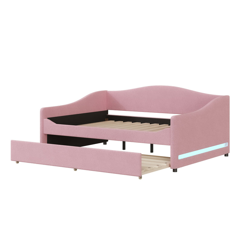 Upholstered Daybed With Light And Trundle
