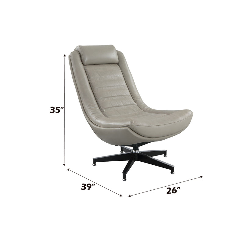 Piran - Top Grain Leather Accent Chair With Swivel - Gray