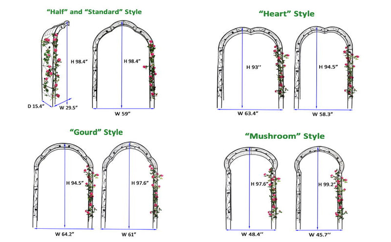 Metal Garden Arch Assemble Freely With 8 Styles Garden Arbor Trellis Climbing Plants Support Rose Arch