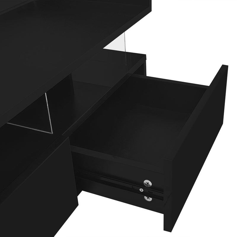 Lift Top Coffee Table With 2 Drawers, Hidden Space And LED Lights For Living Room