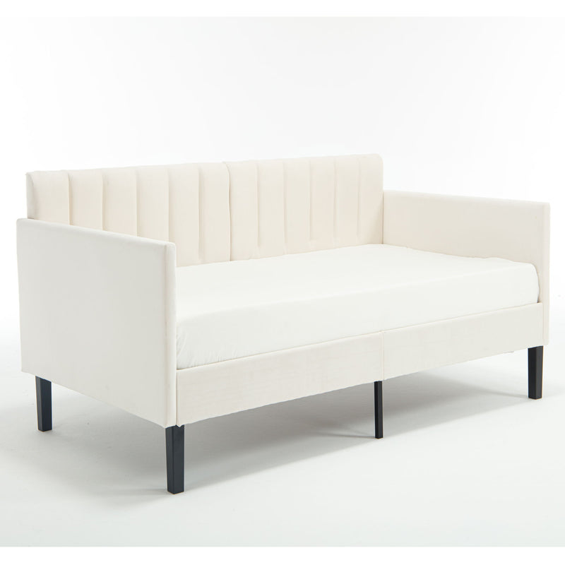 Elena - Boucle Upholstered Daybed, Ribbed Tufted Backrest