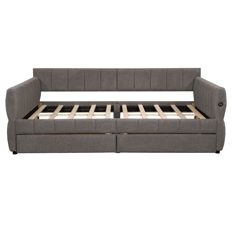 Upholstered Platform Bed With USB Charging