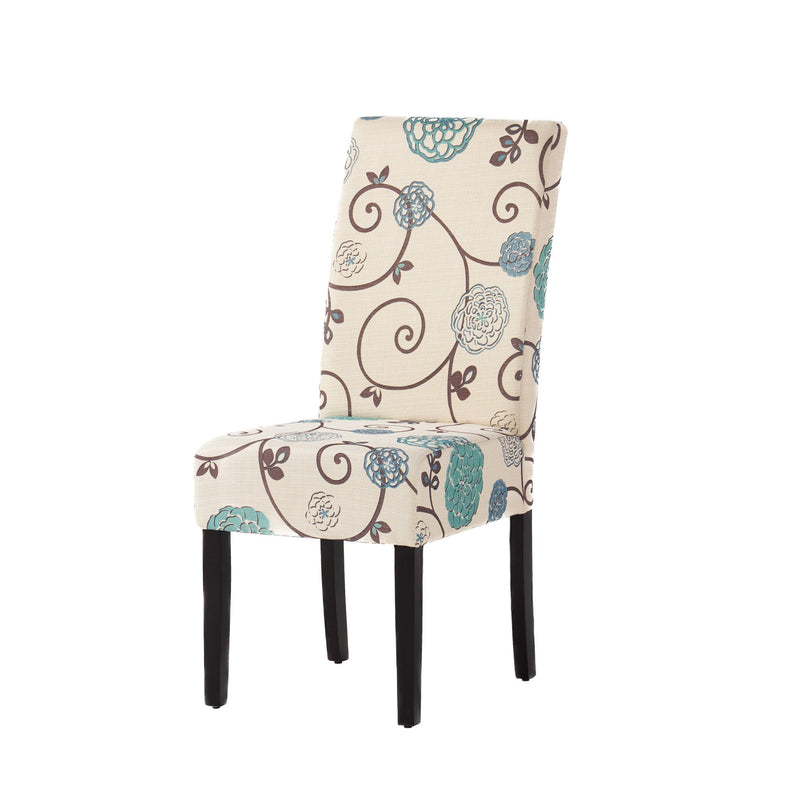 Contemporary Dining Chair Set With Rubberwood Legs - White / Blue