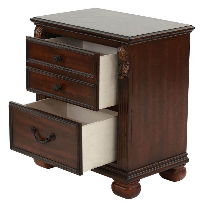 3 Piece Bedroom Set, Elegant Panel Bed With 2 Nightstands