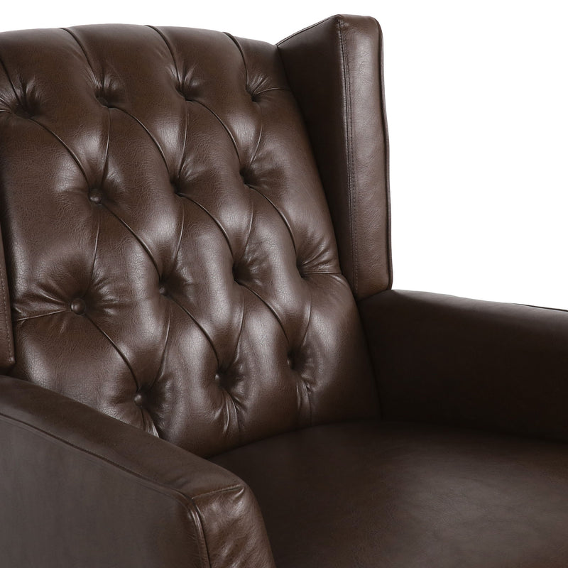 Amedou - Contemporary Tufted Wingback Rocking Chair - Dark Brown