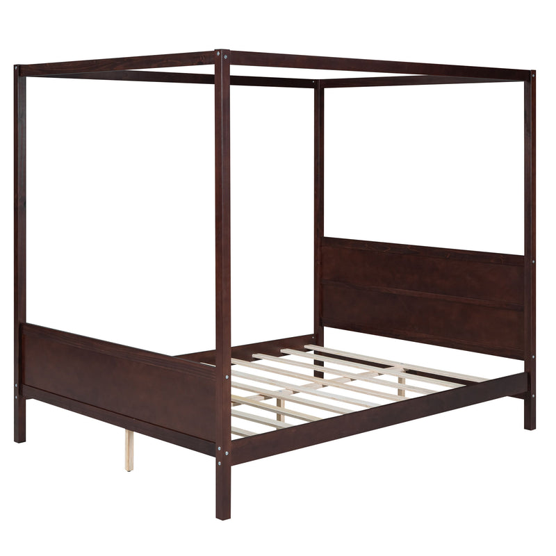 Canopy Platform Bed With Headboard And Footboard, Slat Support Leg