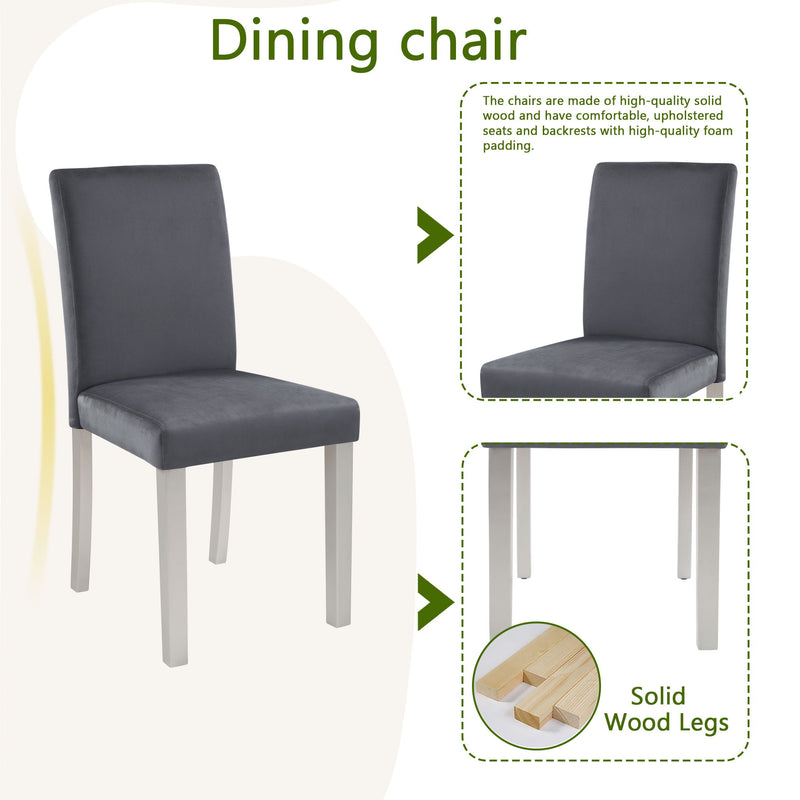 Dining Table Set, Table With A Rectangular Table And Upholstered Chairs