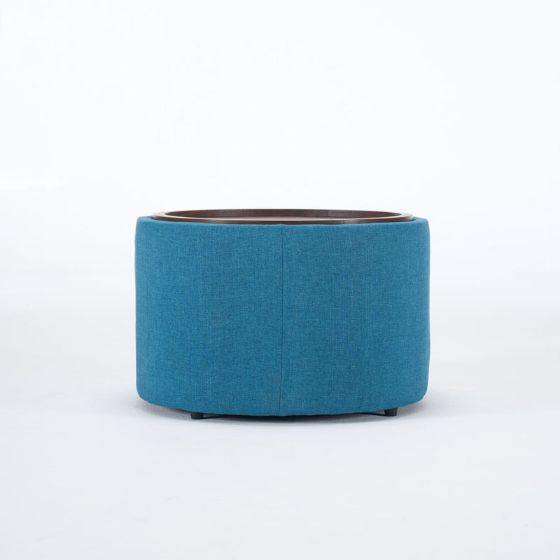 Nesting Ottomans, Round Coffee Table & Bench With Tray (Set of 2)