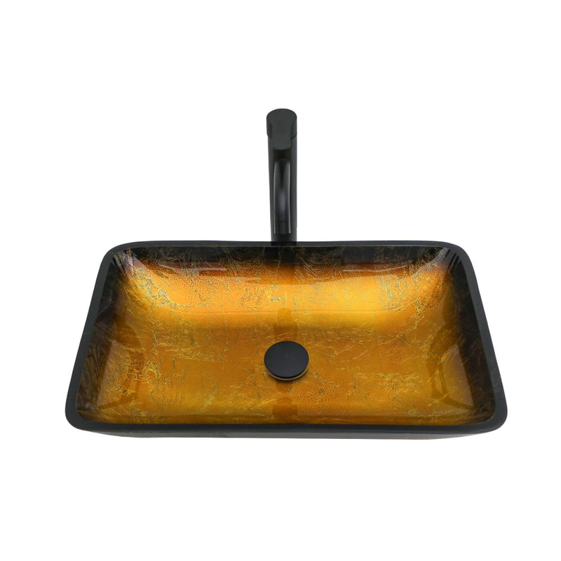 Gradient Tempered Glass Vessel Sink With Pop-Up Drain