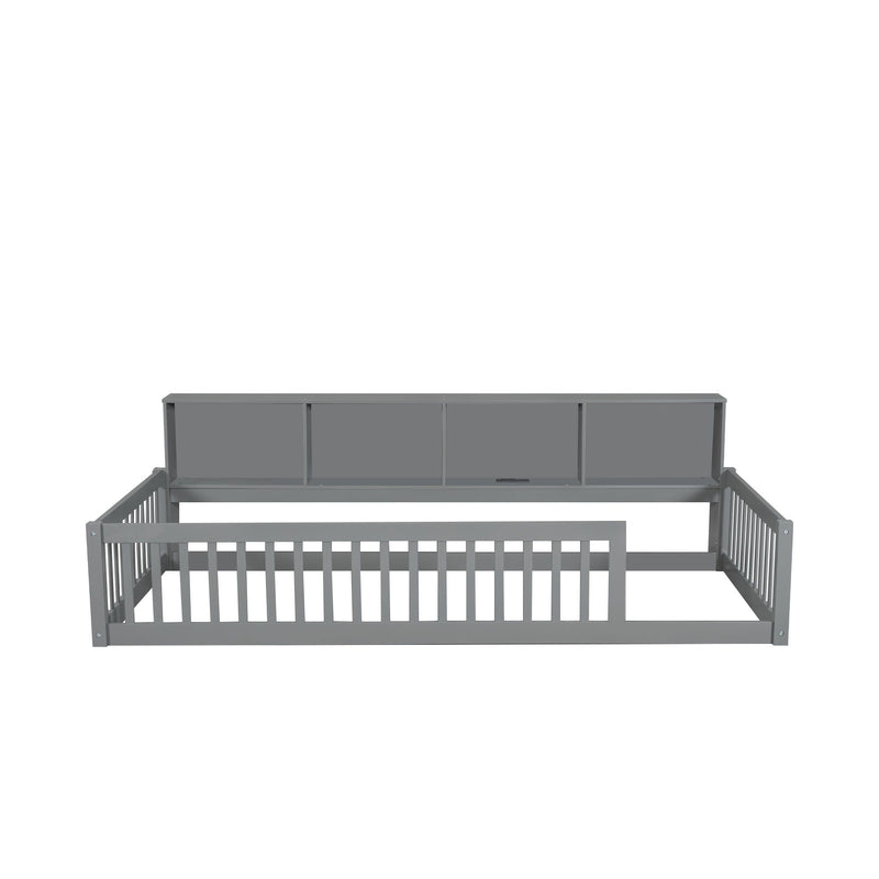 Floor Bed With Storage Cabinets And USB Ports