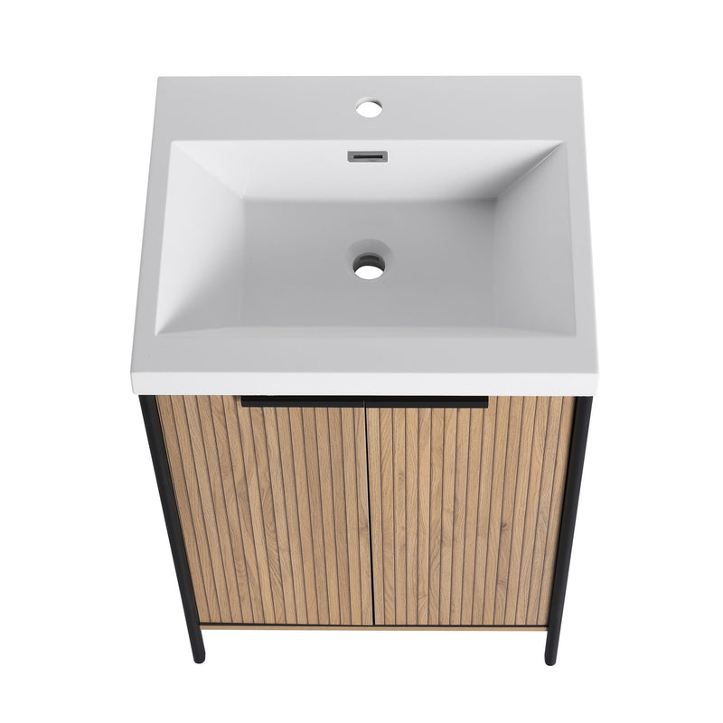 Modern Freestanding Bathroom Vanity With Resin Sink & Soft Close Cabinet Doors