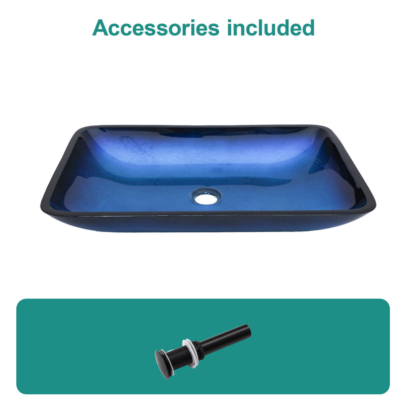 Gradient Tempered Glass Vessel Sink With Pop-Up Drain
