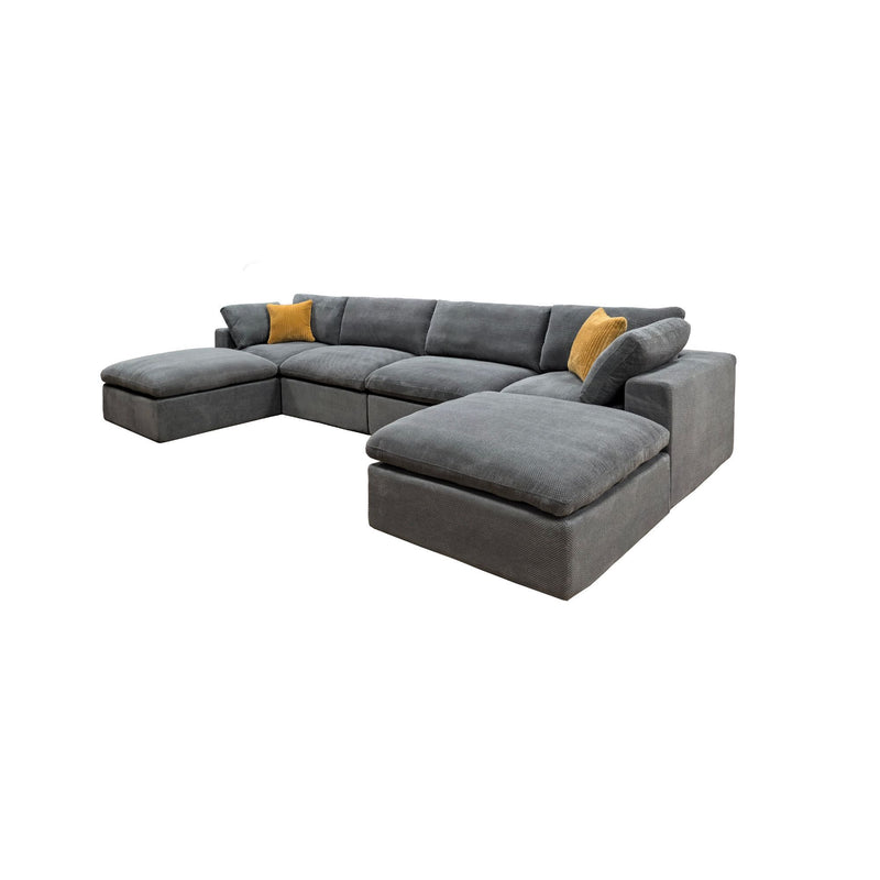 Upholstery Full Compressed Modular Sectional With Toss Pillows - Light Gray