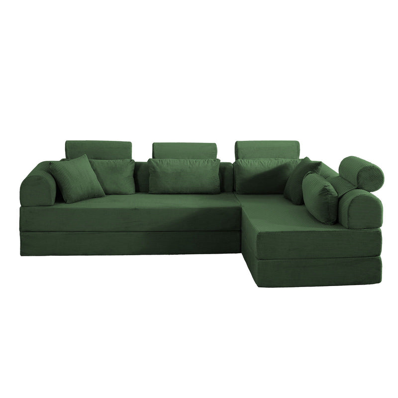 Modern L-Shape Modular Sectional Sofa, Compressed Design