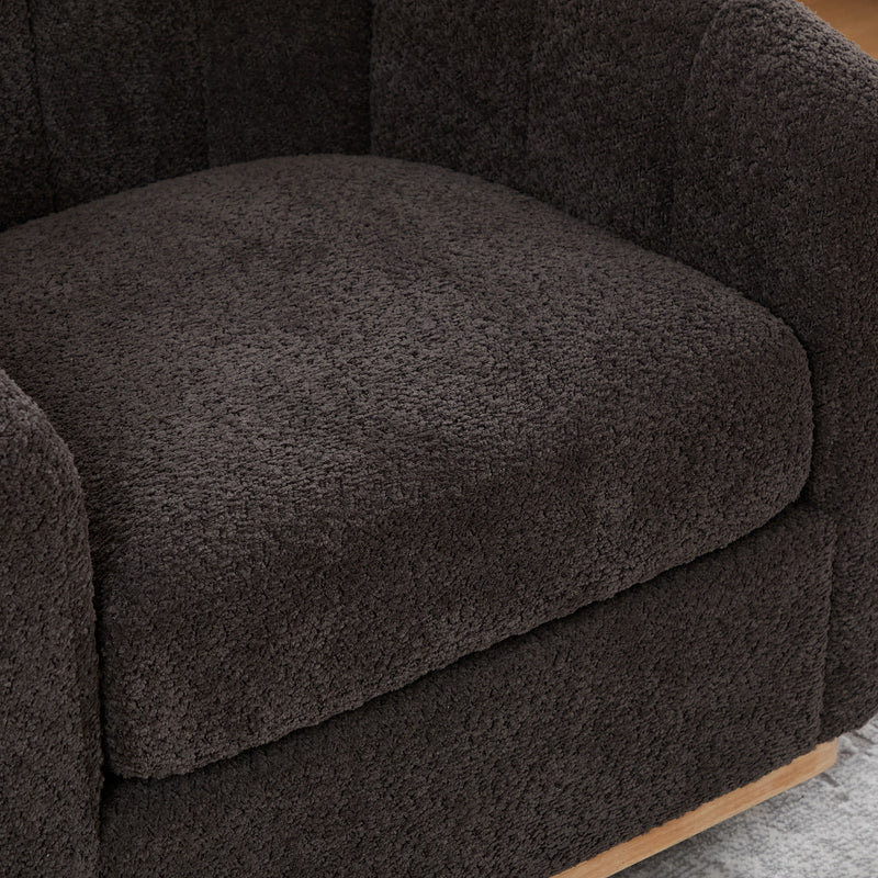 Swivel Upholstered Barrel Chair With Metal Base