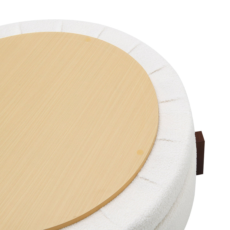 Round Storage Ottoman, Footrest Stool For Living Room