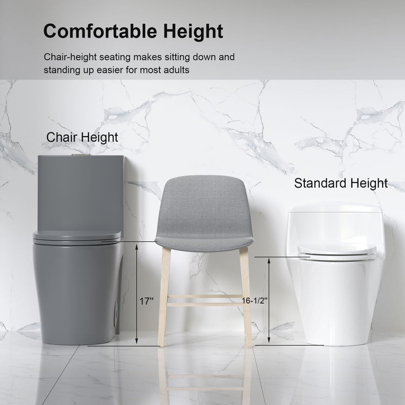 1 Piece Toilet With Tornado Flush, Dual Flush, And ADA Height Comfort Chair