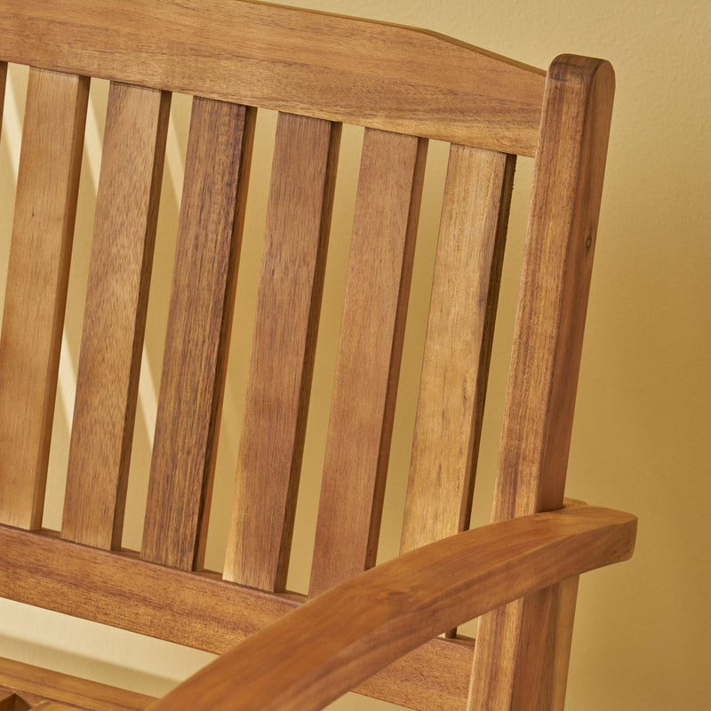 Outdoor Rocking Loveseat With Acacia Wood Frame - Natural