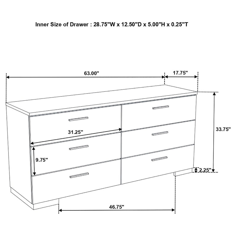 August - 6 Piece Queen Panel Bedroom Set With LED Lighting - White