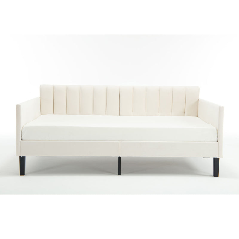 Elena - Boucle Upholstered Daybed, Ribbed Tufted Backrest