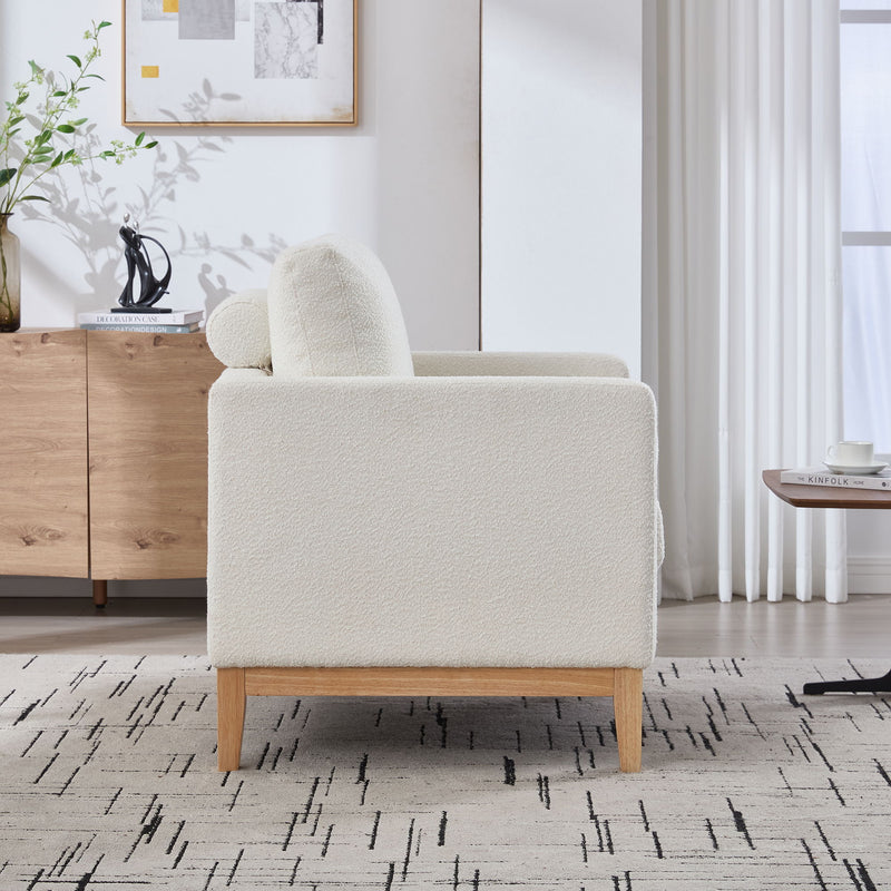 Wide Modern Performance Accent Chair With Natural Legs
