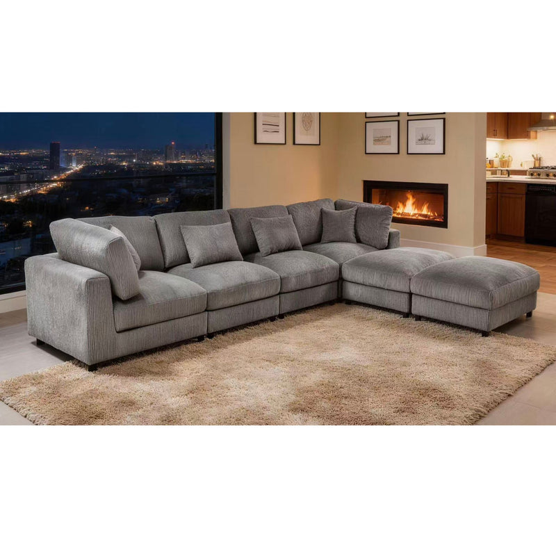Upholstered Modular Sectional & Custom Configuration And Toss Pillows