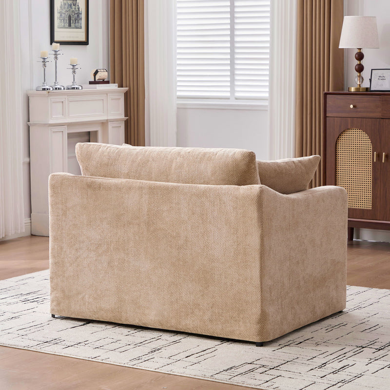 Farmhouse Accent Chair With 2 Bolster Pillows