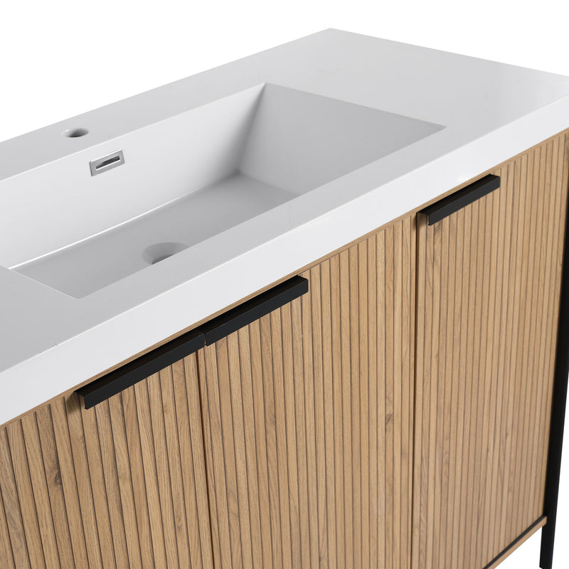 Modern Freestanding Bathroom Vanity With Resin Sink & Soft Close Cabinet Doors