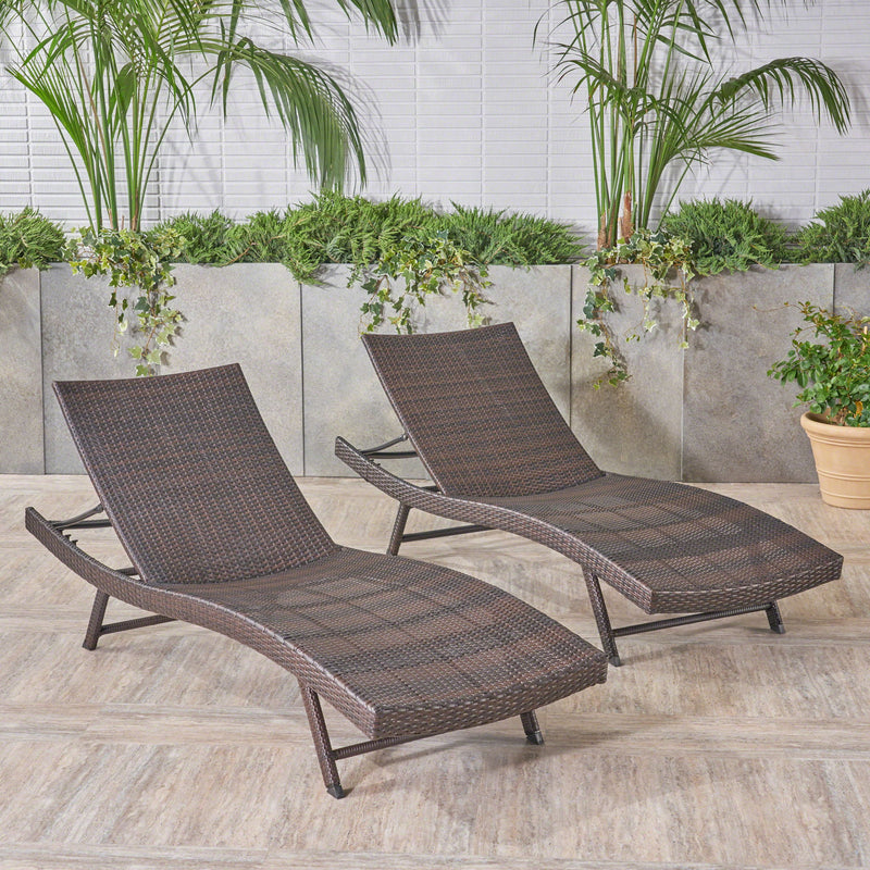 Kauai - Modern Style Wicker Chaise Lounge - Brown Multi