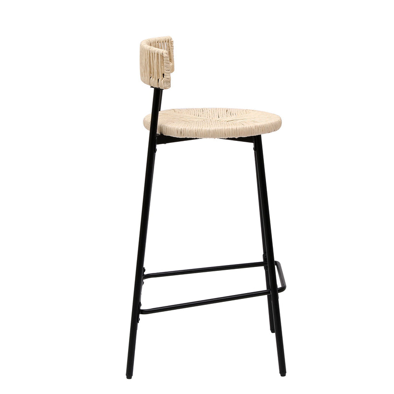 Boho Style Handwoven Paper Rope Counter Stools (Set of 2)