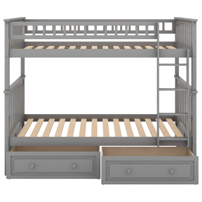 Mystrene - Twin Over Twin Bunk Bed With Drawers, Convertible Beds
