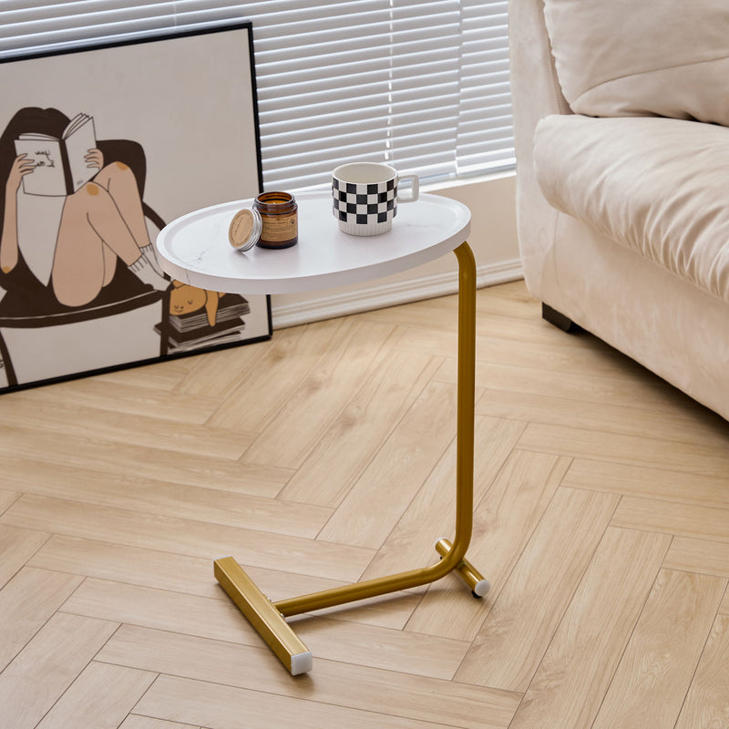 C-Shaped Side Table, Small Sofa Table For Cough, Bedroom