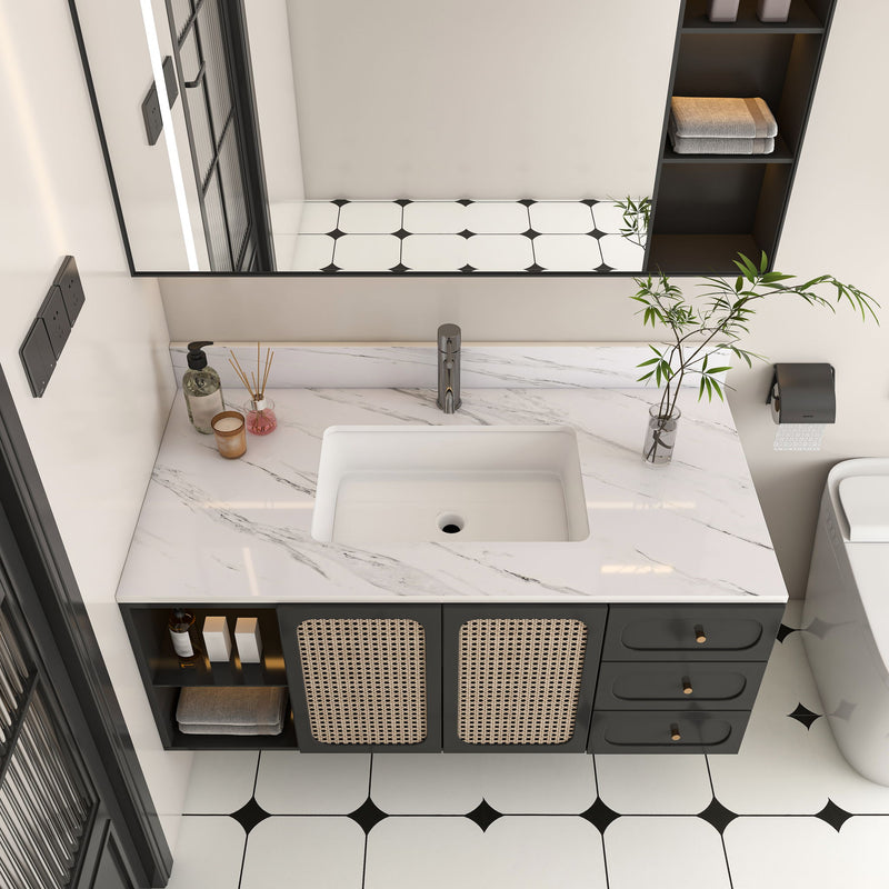Bianco Carrara Venato Marble Vanity Top With Pre Drilled Faucet Hole And Undermount Sink