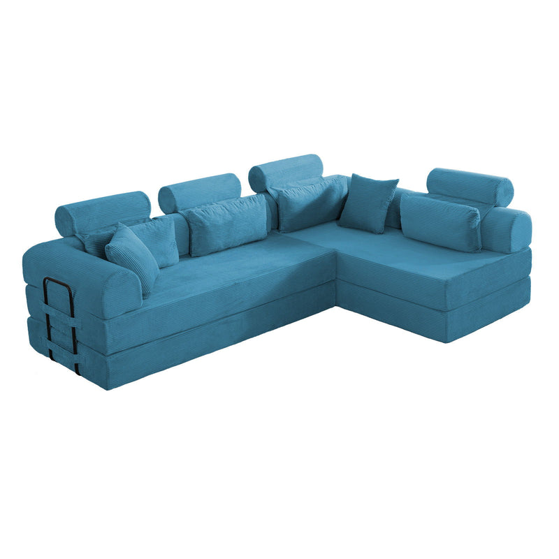 Modern L-Shape Modular Sectional Sofa, Compressed Design