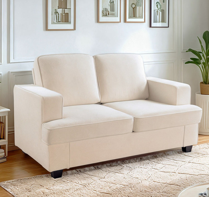 Modern Loveseat, Comfortable 2 Seater Couch With Deep Seating, Loose Back Cushions, Wide Arms