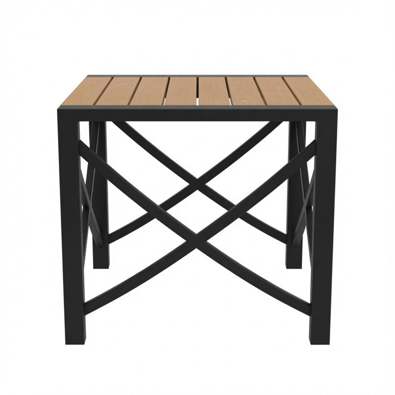 Square Outdoor Patio End Table - Black