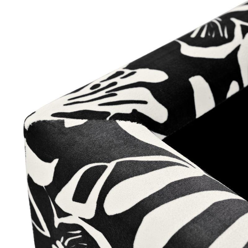 Luxury Storage Ottoman With Floral Patterned Fabric, Soft-Close Hinges, Multi Functional