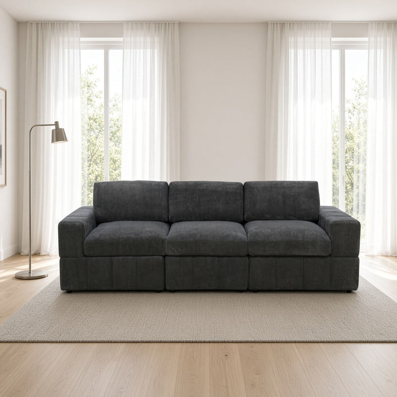 Oversized Modular Sectional Sofa 3 Piece Set For Living Room - Dark Gray