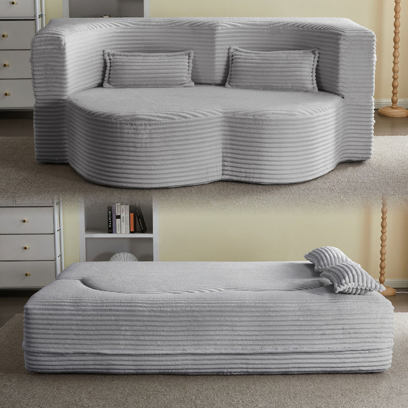 Floor Convertible Sleeper Sofa Bed With 2 Pillows