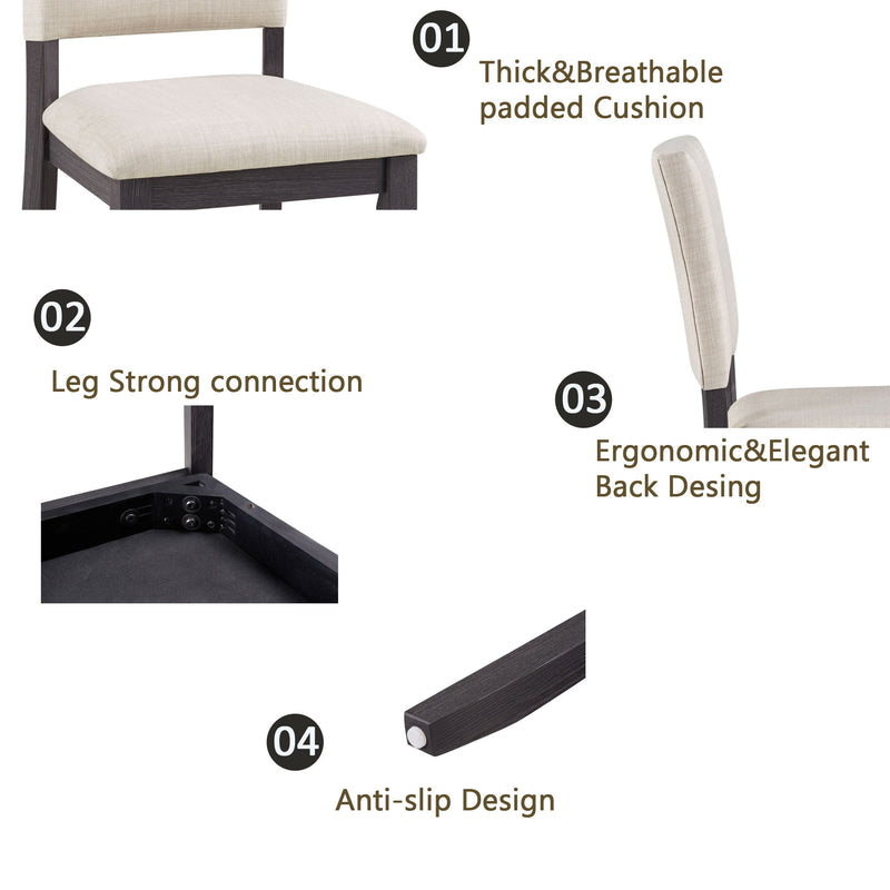 Dining Table Set, Rectangular Kitchen Table With Upholstered Chairs